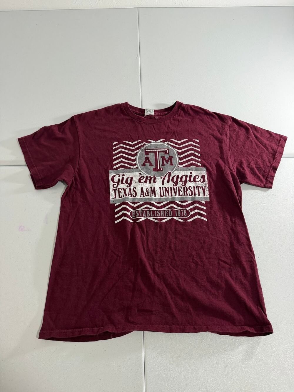 Texas A&M Aggies T Shirt Mens Large Maroon Gig Em College University Tee